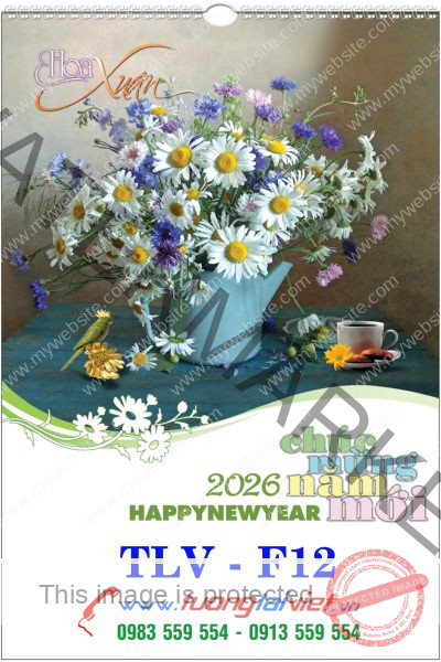 In Lịch lo xo 7 tờ Bốn mùa hoa