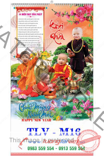 In Lịch lo xo 7 tờ Lời phật dạy