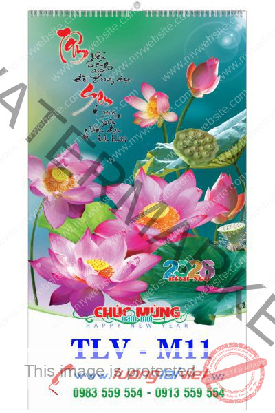 In Lịch lo xo 7 tờ Sen Việt