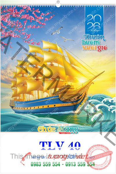 In Lịch lo xo 7 tờ Thuận buồm xuôi gió