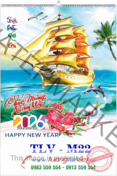 In Lịch lo xo 7 tờ Thuyền buồm