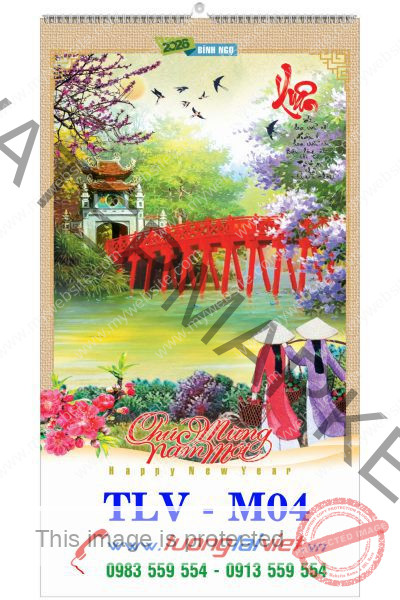 In Lịch lo xo 7 tờ Tranh lụa quê hương