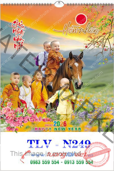 Iin Lịch lo xo 7 tờ Xuân an lạc