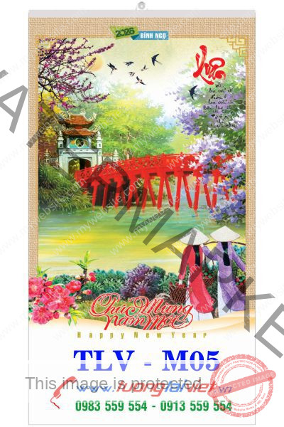 In Lịch nẹp thiếc Tranh lụa