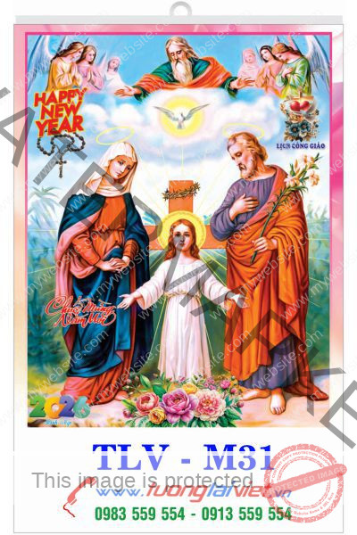 In Lịch treo tường 5 tờ Lịch công giáo